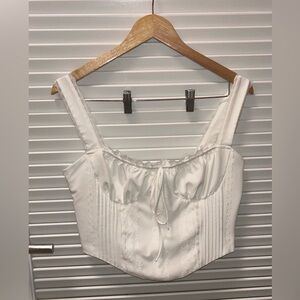 White Lace Trimmed Women's Top